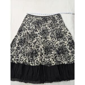 Women's black embroidered skirt w/black gauzy trim by Nygård collection size 14P